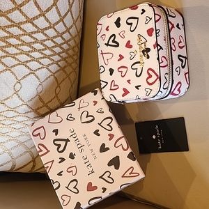 Kate Spade Staci scribble hearts printed travel jewelry box holder Valentine's